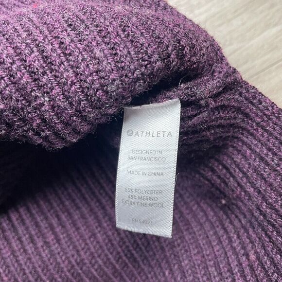 Athleta Sweater Womens Small Purple Merino Wool V Neck Knit - Picture 6 of 12